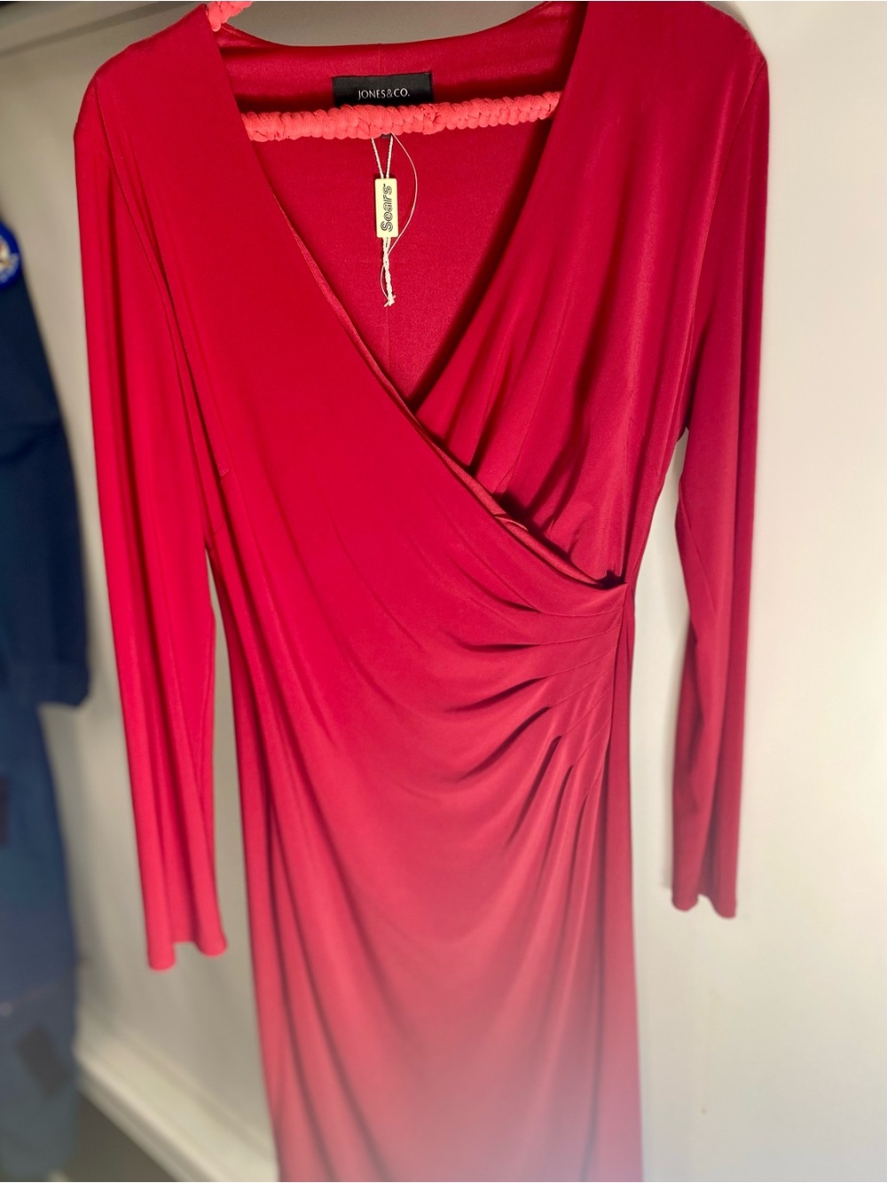 Jones New York Crimson Wrap-Style Long Sleeve Dress